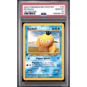 PSA 10 GEM MINT Psyduck 79/105 Pokémon 2002 Neo Destiny Common Non Holo Card